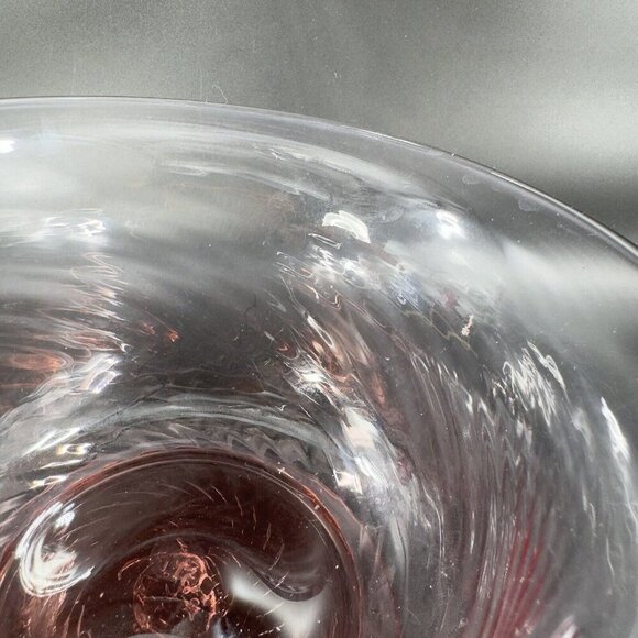 Hand Blown Optic Swirl Footed Bowl Dish Transparent Pink Glass Bowl Hand Made - Picture 10 of 16